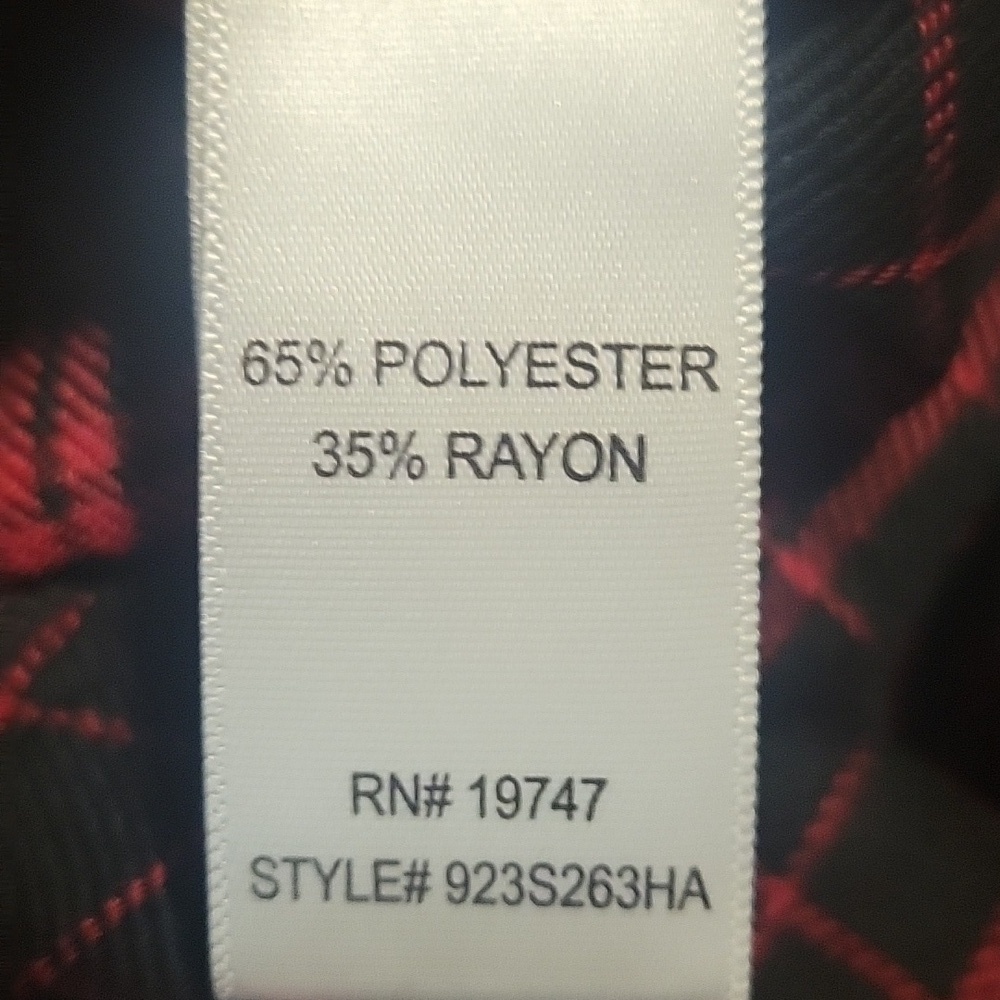 Counterparts Womans Classic Red Plaid Half Way Button Down Blouse, Size: XL, NWT - Picture 9 of 12